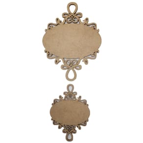 Aplique Laser Mdf - Placa Oval Trabalhada 10/15 Cm - 2 Un