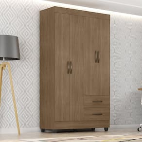 Guarda-roupa Casal 4 Portas 2 Gavetas Lite Carvalho