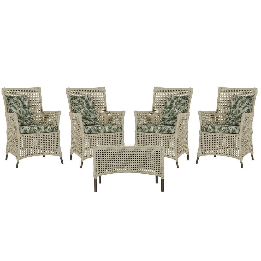 4 Poltronas e 1 Mesa Igapó em Alumínio Pintura Marrom Corda Náutica Estofado 5