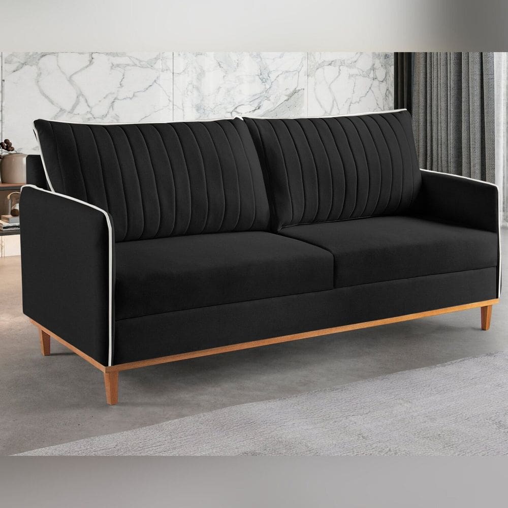 Sofá Living 2 Lugares Persa Exala Sofisticação e Conforto. Preto