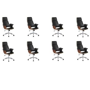 Kit 8 Cadeiras de Escritório Presidente Giratória Coimbra Pu Preto