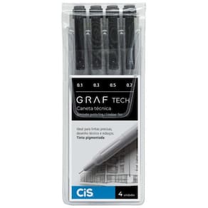 Caneta Graf Tech Cis Kit Com 4 Unidades Fineliner Pigmentada