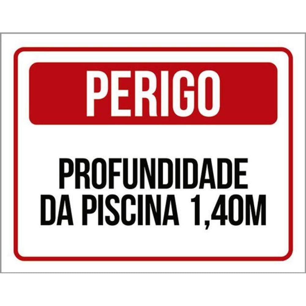 Kit 5 Placas Sinalização - Perigo Profundidade Piscina 1M40