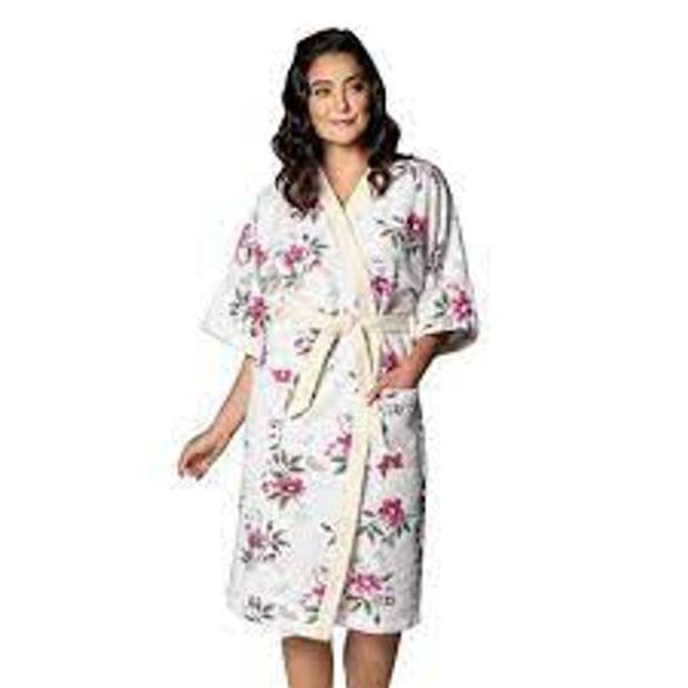 Roupão Felpudo Adulto Quimono Estampado Treliça Gg Com 1 Pç