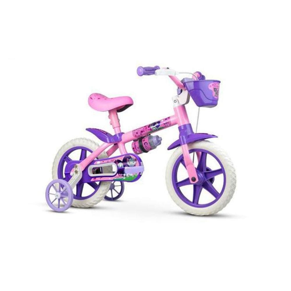 Bicicleta Infantil Aro 12 Menina Com Rodinhas Nathor Cat
