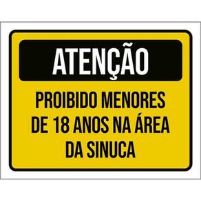 Kit 5 Placas Sinalização - Proibido Menores 18 Anos Sinuca