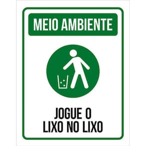 Kit 3 Placas Meio Ambiente Jogue Lixo No Lixo