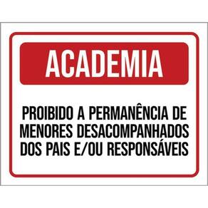 Kit 3 Placas Academia Proibido Menores Desacompanhados