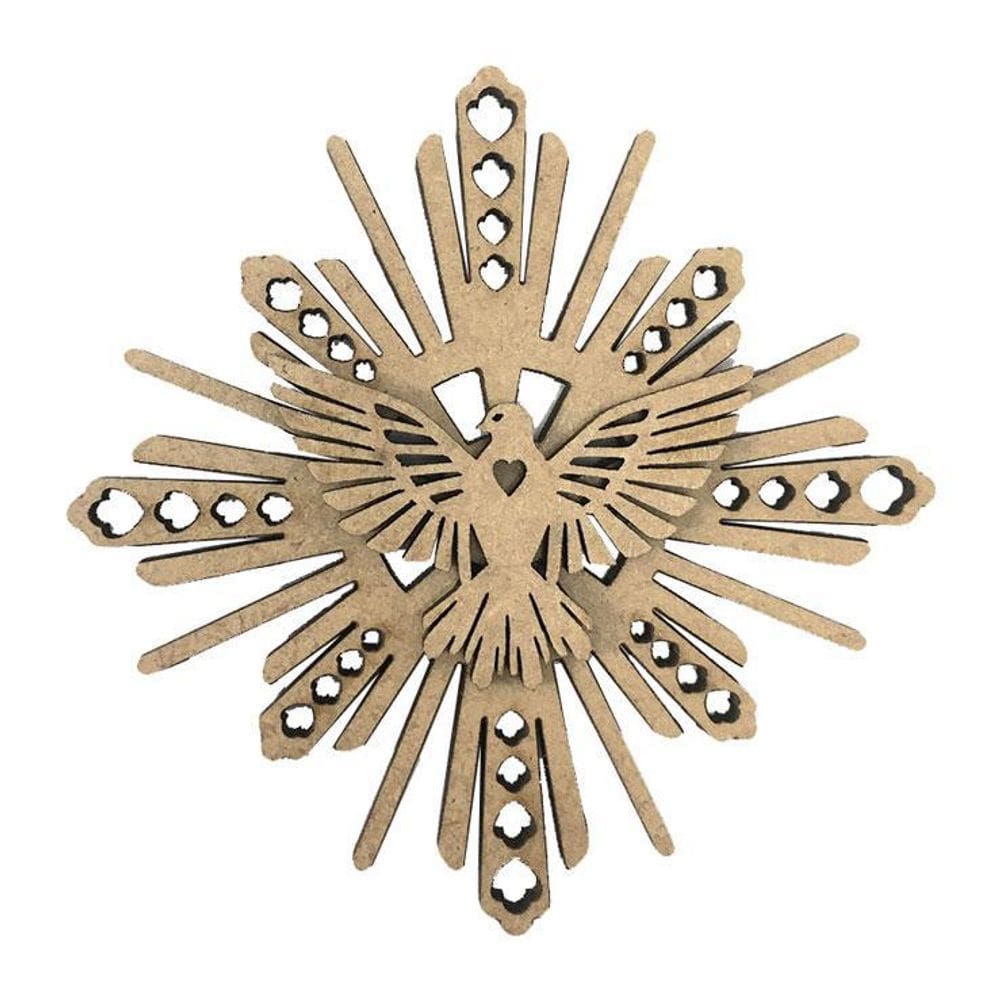 Aplique Laser Mdf - Esplendor Espirito Santo Coração - 15 Cm