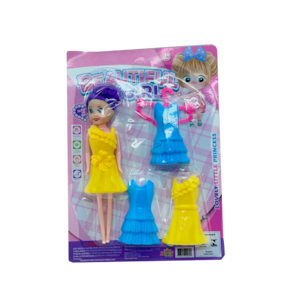 Boneca Na Moda 2 - Com Vestidos Azul e Amarelo