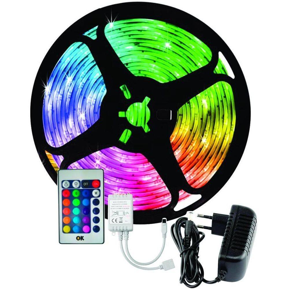 Fita Led Rgb 5050 Rolo 5Metro Prova Dágua + Fonte+ Controle