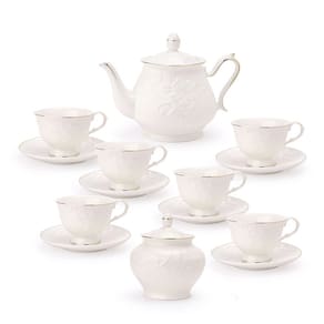 Conjunto Para Chá Em Porcelana Scarlet Branco Com 14 Peças L`Hermitage