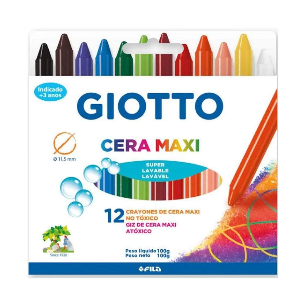 Giz De Cera Giotto Maxi Com 12 Cores