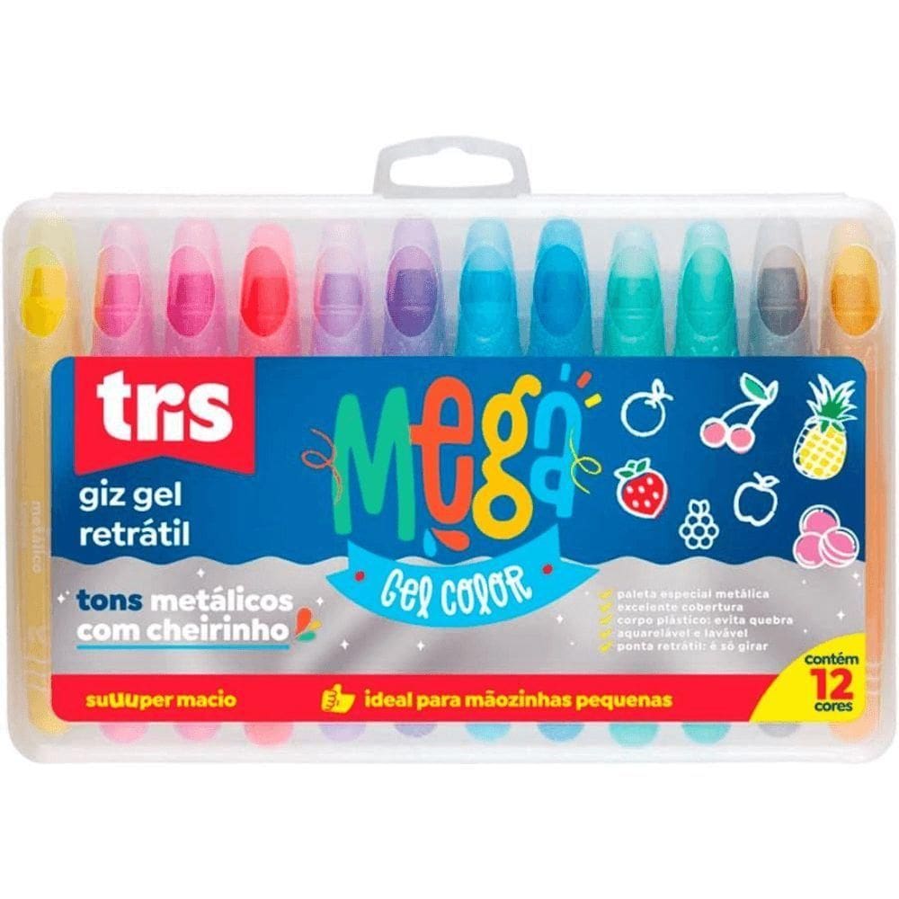 Giz Em Gel Retrátil  Gel Color Cores Metálicas Com 12 Cores Tris