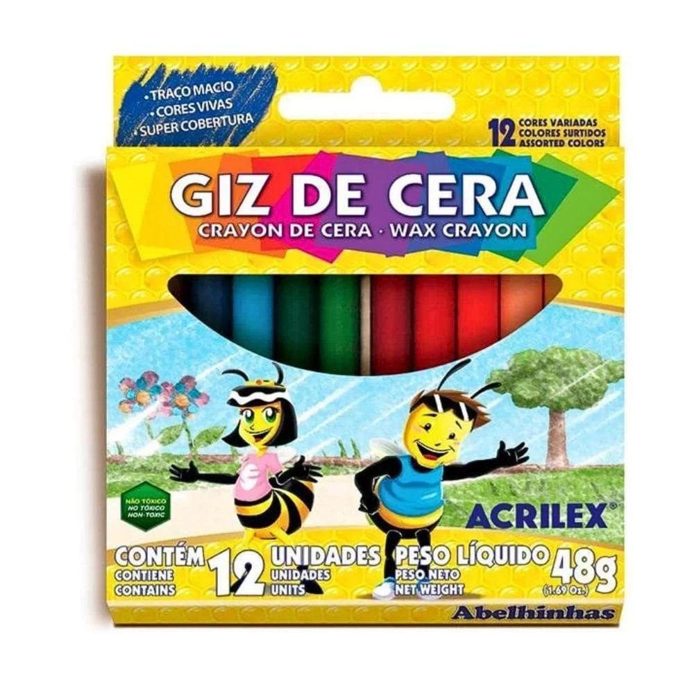 Giz De Cera Com 12 Cores Acrilex