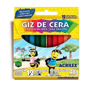 Giz De Cera Com 12 Cores Acrilex