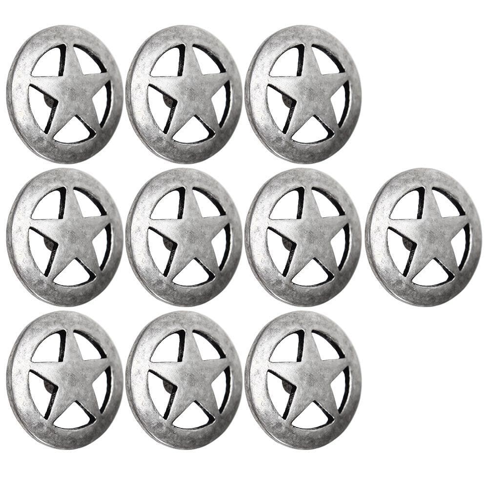 Kit com 10 Margaridas Estrela 25mm Prata Envelhecida Rodeo West 25618