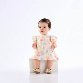 Body Vestido Bebê Menina - Digital Off White - 50513-1263