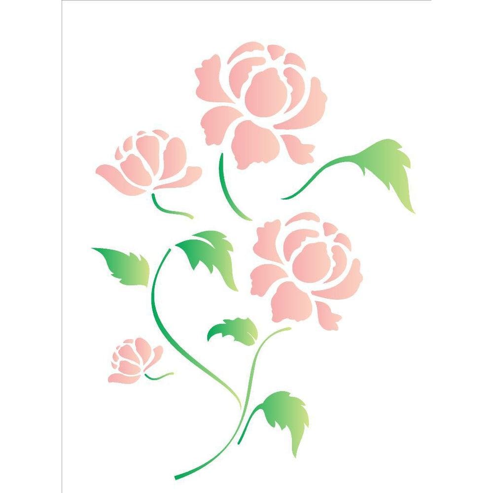 Stencil 15X20 Flor Peônia - Opa 1317