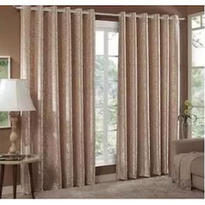 Cortina Jacquard 3,00X2,80 Bege Ilhós Quadrado Cromado