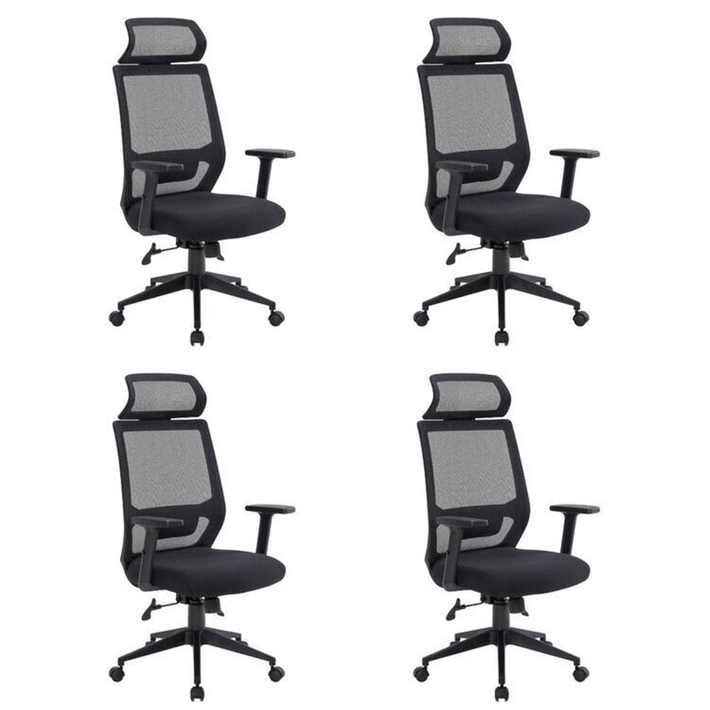 Kit 4 Cadeiras para Escritório Genebra Presidente com Nr17 Preto