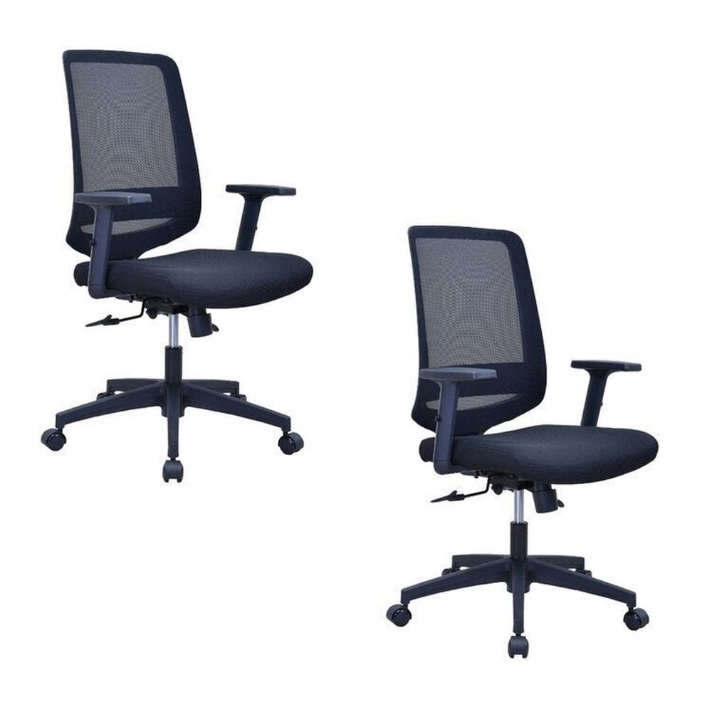 Kit 2 Cadeiras para Escritório Diretor Giratória Shanghai com Nr17 Preto