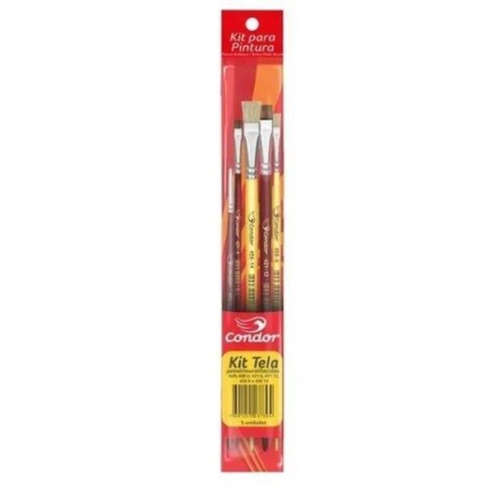Pincel Artístico Para Tela 498 Condor Kit Com 5 Pincéis