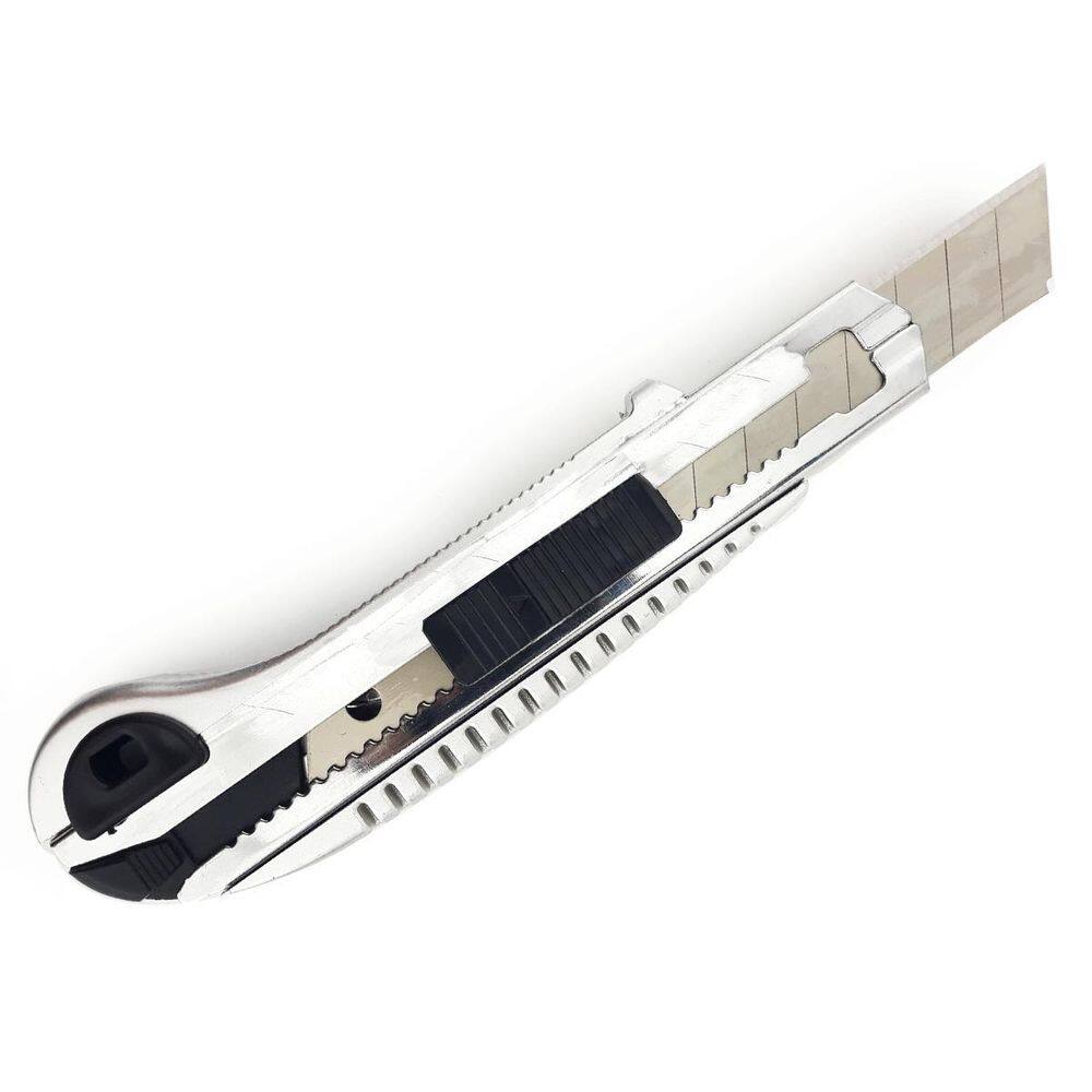 Estilete Metal 5 Lâminas 10Cm Trava Segurança