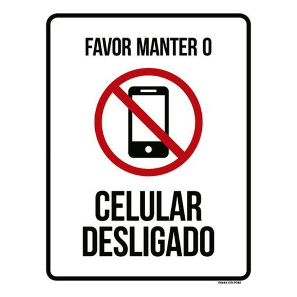 Kit 3 Placas Favor Manter Celular Desligado Ícone