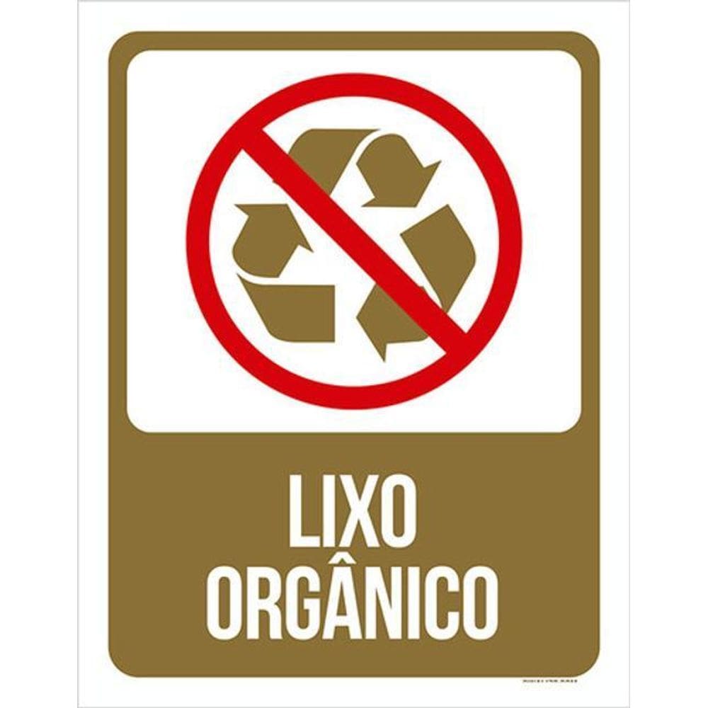 Kit 3 Placas Sinalização - Lixo Marrom Orgânico