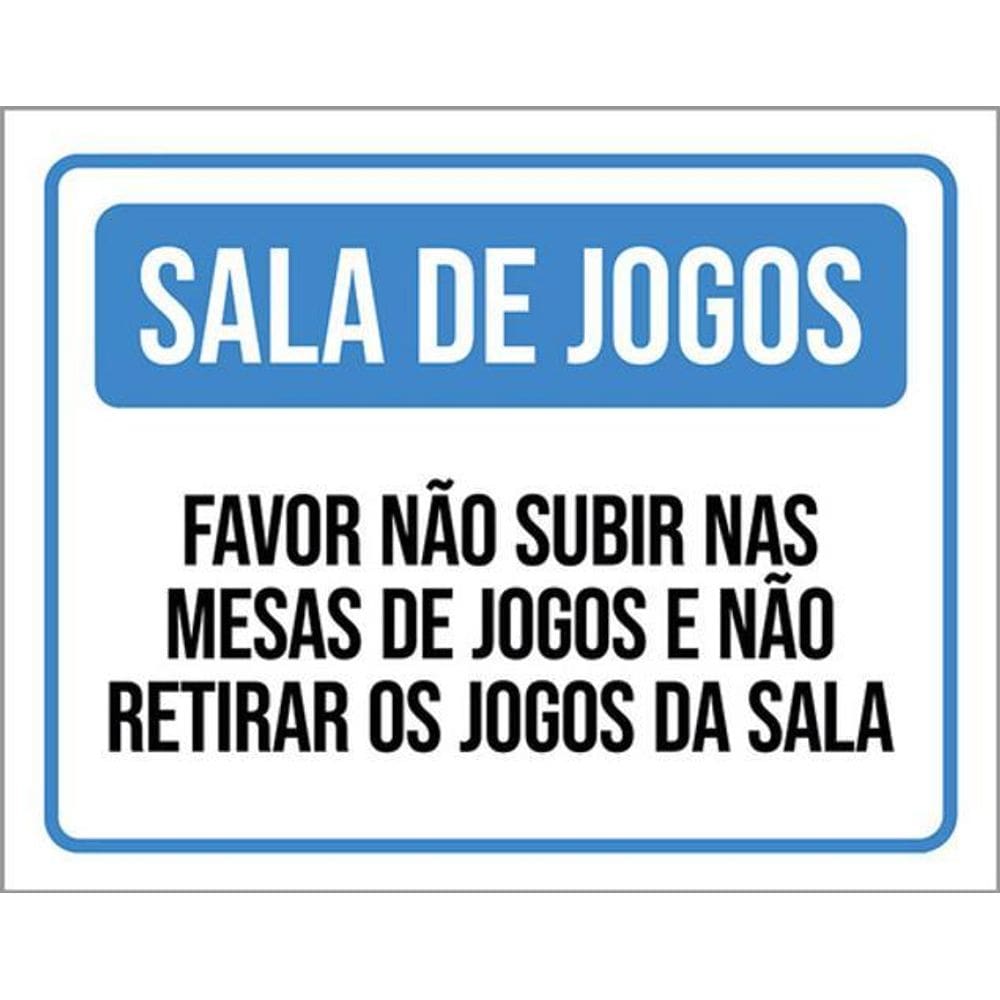 Kit 3 Placas Sala Jogos Não Subir Mesas Retirar Jogos
