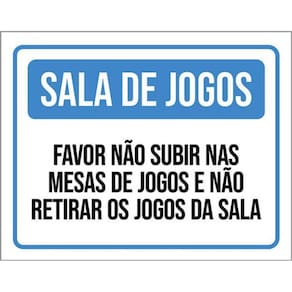 Kit 3 Placas Sala Jogos Não Subir Mesas Retirar Jogos