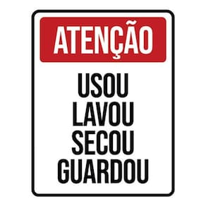 Kit 3 Placas Sinalização - Atenção Usou Lavou Secou Guardou