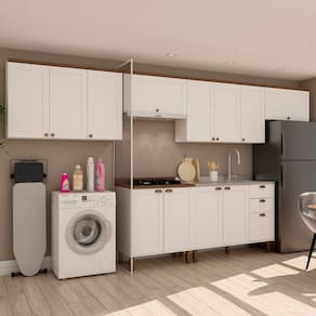 Cozinha Completa Iluminata 12 Portas 3 Gavetas 100% Mdf Branco/ébano - Genialflex