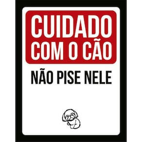 Kit 3 Placas Sinalização Cuidado Cão Não Pise Nele Shih Tzu