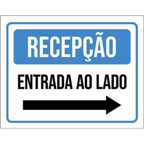 Kit 10 Placas Sinalização Recepção Entrada Lado Seta Direita