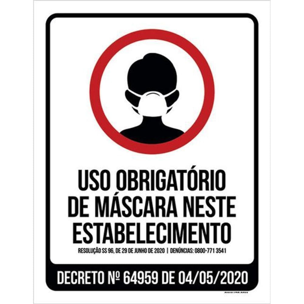 Kit 3 Placas Obrigatório Máscara Estabelecimento Comércio