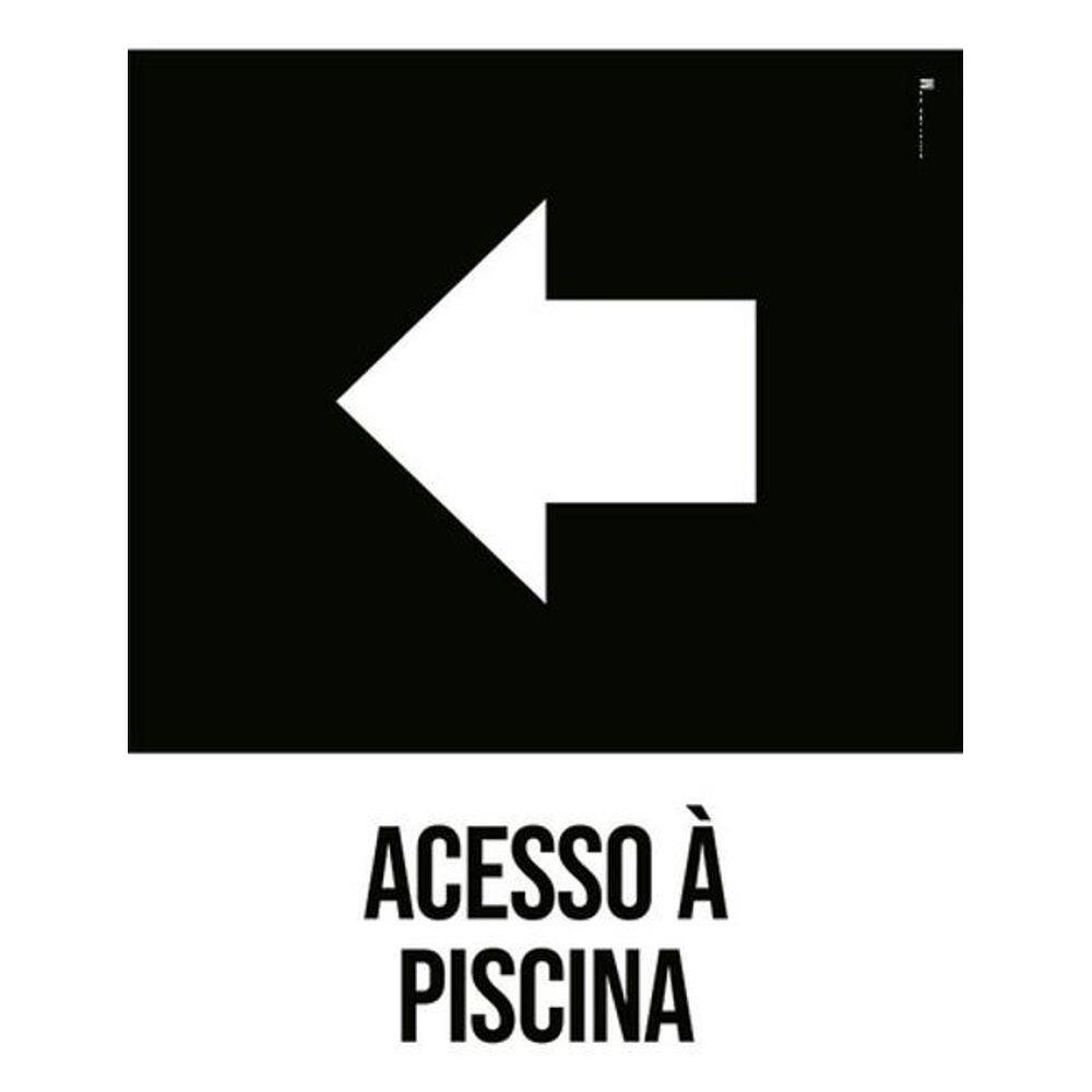 Kit 5 Placas Desenho Acesso Piscina Seta Esquerda