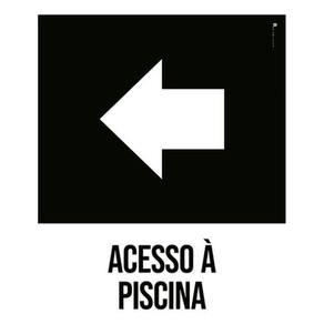 Kit 5 Placas Desenho Acesso Piscina Seta Esquerda