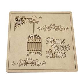 Aplique Laser Mdf - Placa Home Sweet Home 20X20 Cm