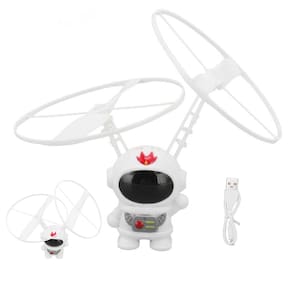 Mini Drone Astronauta Boomerang Voador LED Sensor Movimento Bateria Recarregavel Helice Criança Diversao Resistente Seguro Iluminaçao