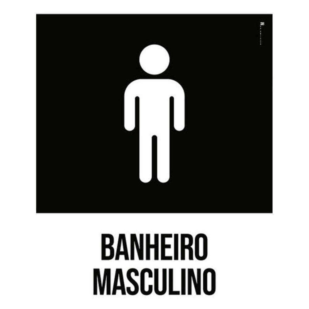 Kit 3 Placas Banheiro Masculino Desenho
