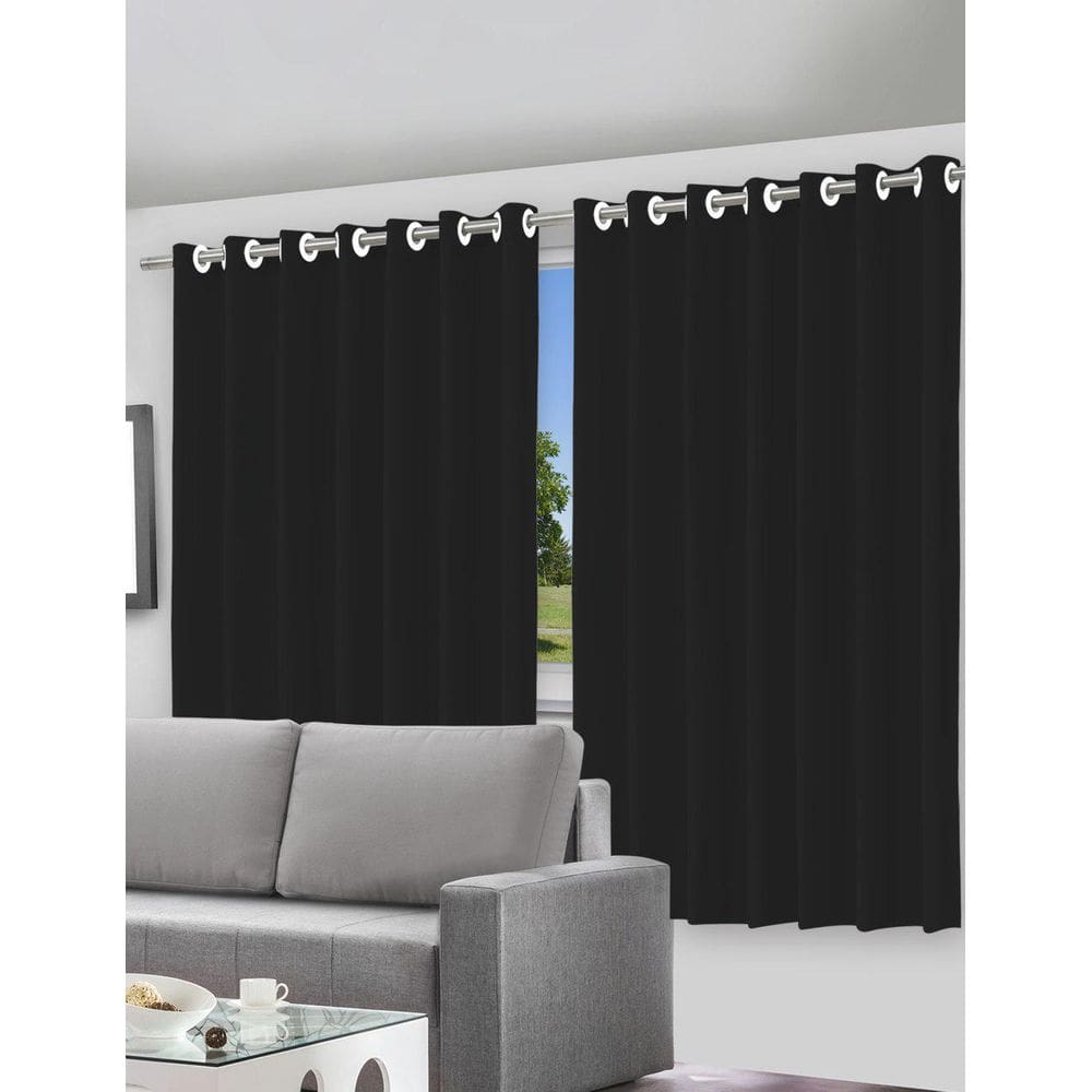 Cortina Blackout Preto Com Ilhós - 280X140Cm