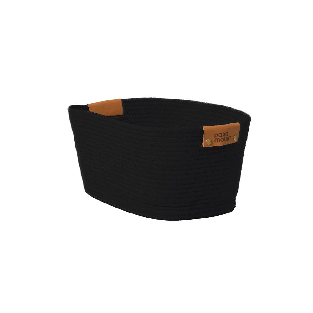 Cesto de Algodão M Preto C/ Alça 35x25x20cm p/ Organização Decoração 3089