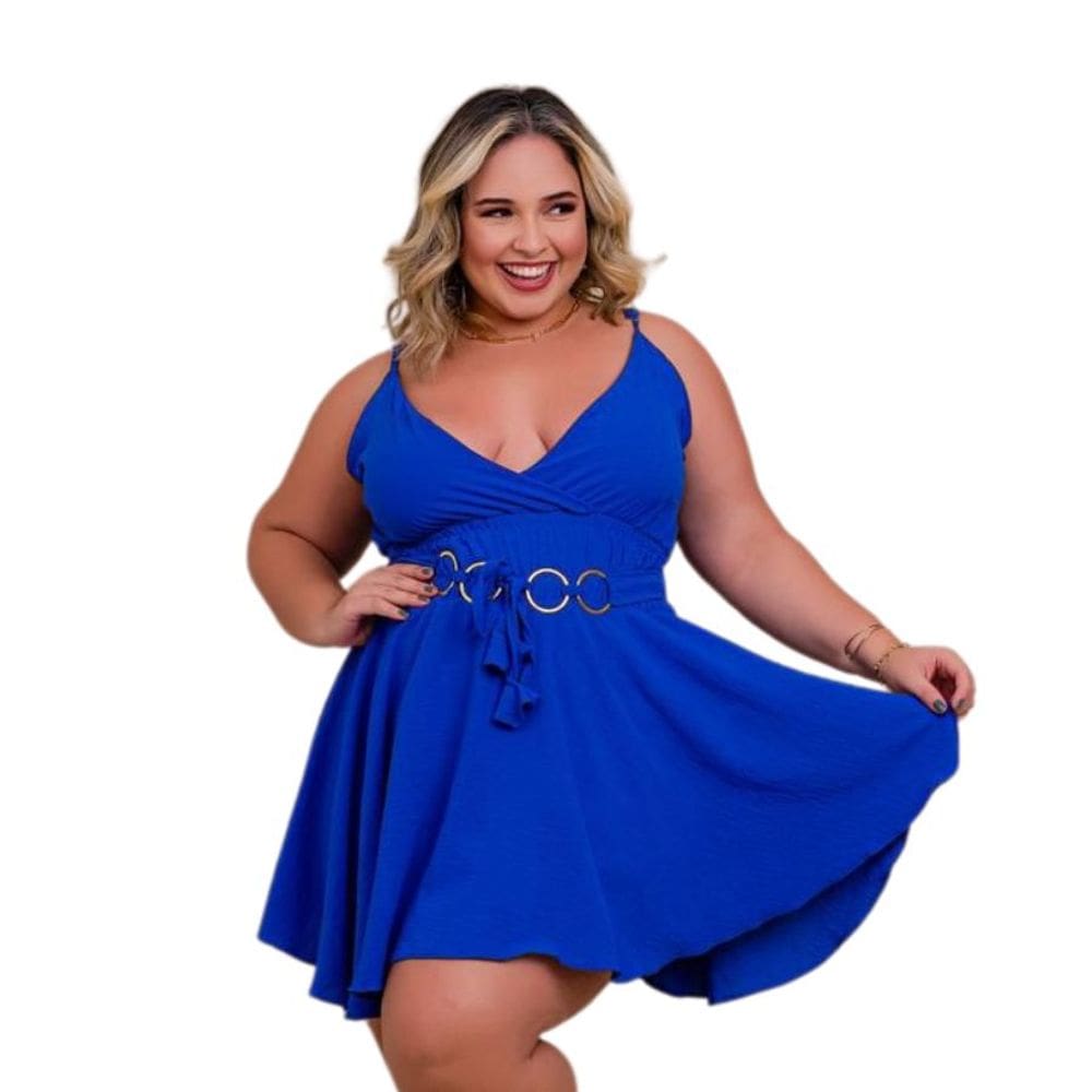 Macaquinho Plus Size Feminino Short Saia Rodada Argolas 0561