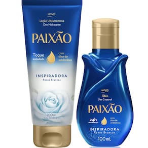 Kit Paixão Inspiradora Rosas Brancas Hidratante Corporal Bisnaga + Óleo Corporal