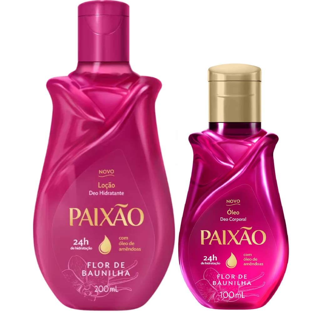 Kit Paixão Flor de Baunilha Óleo Corporal + Hidratante Corporal