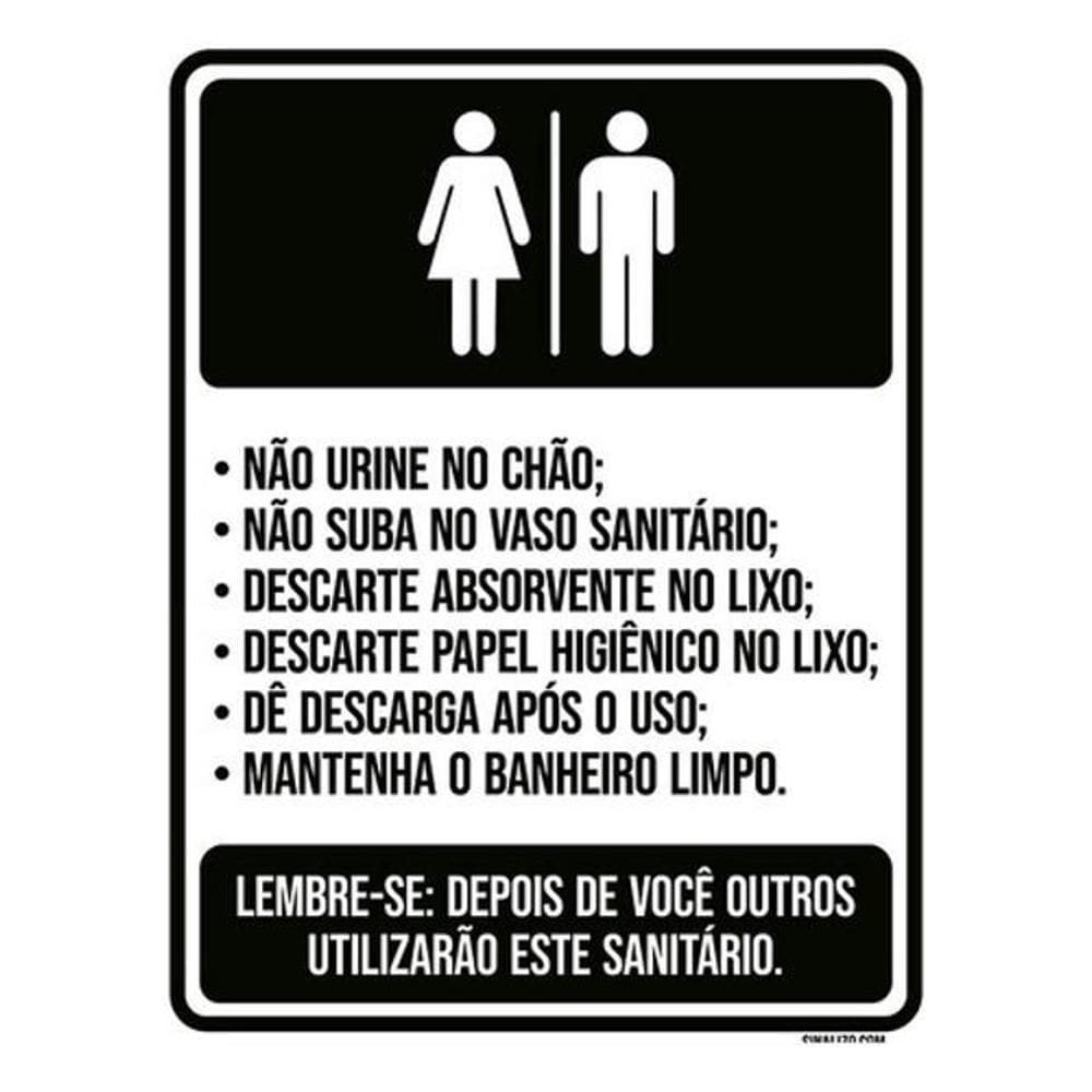 Kit 5 Placas Banheiro Regras De Uso 36X46