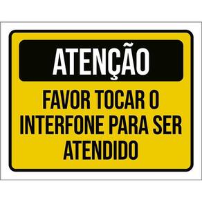 Placa Atenção Favor Tocar Interfone Ser Atendido 18X23