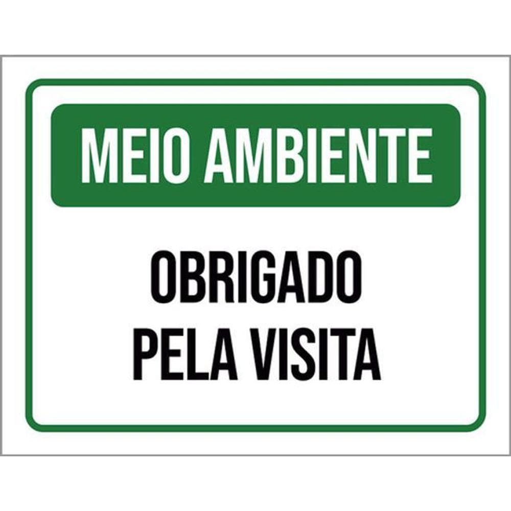 Kit 5 Placas Meio Ambiente Obrigado Pela Visita Verde